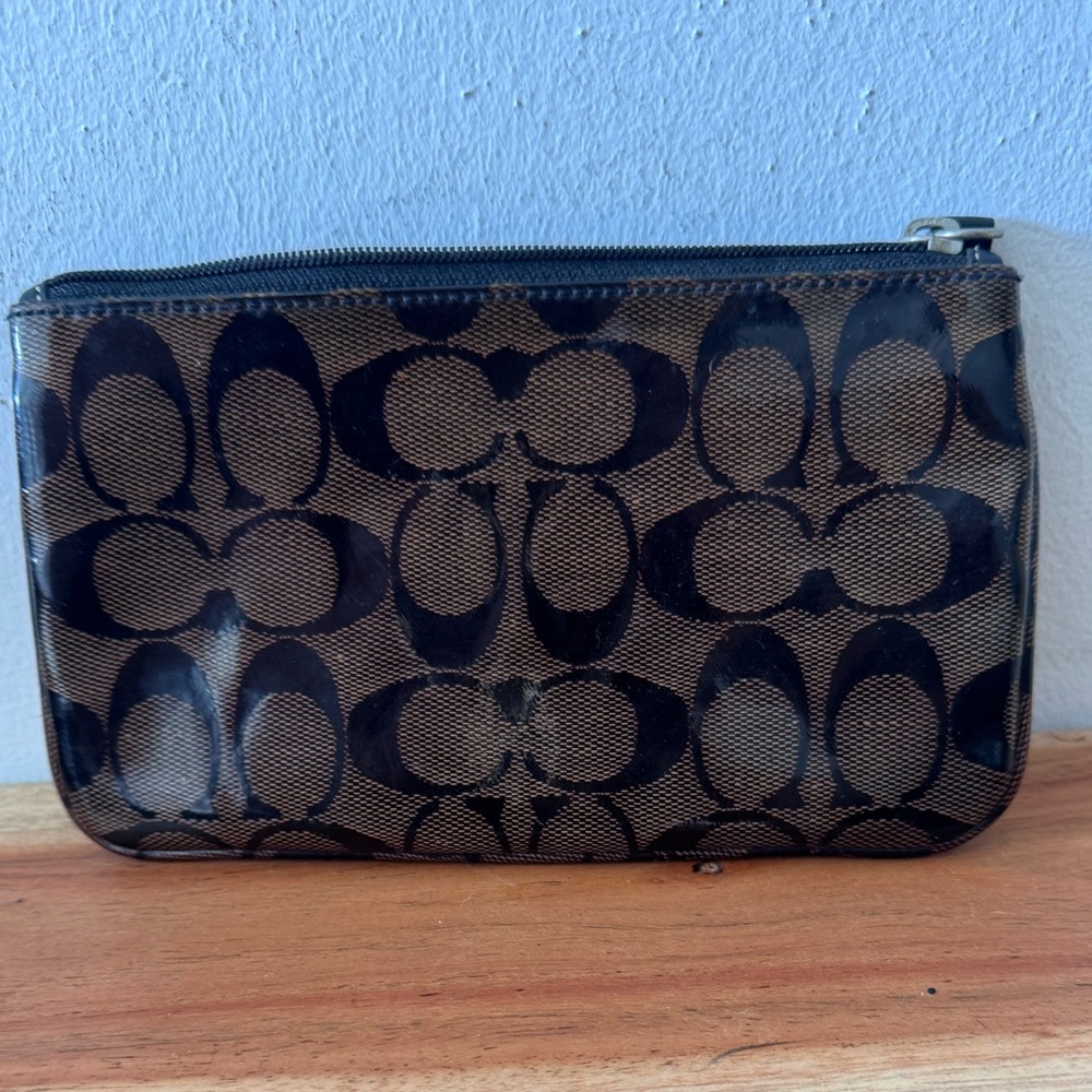 Coach Black Patch Zip Pouch